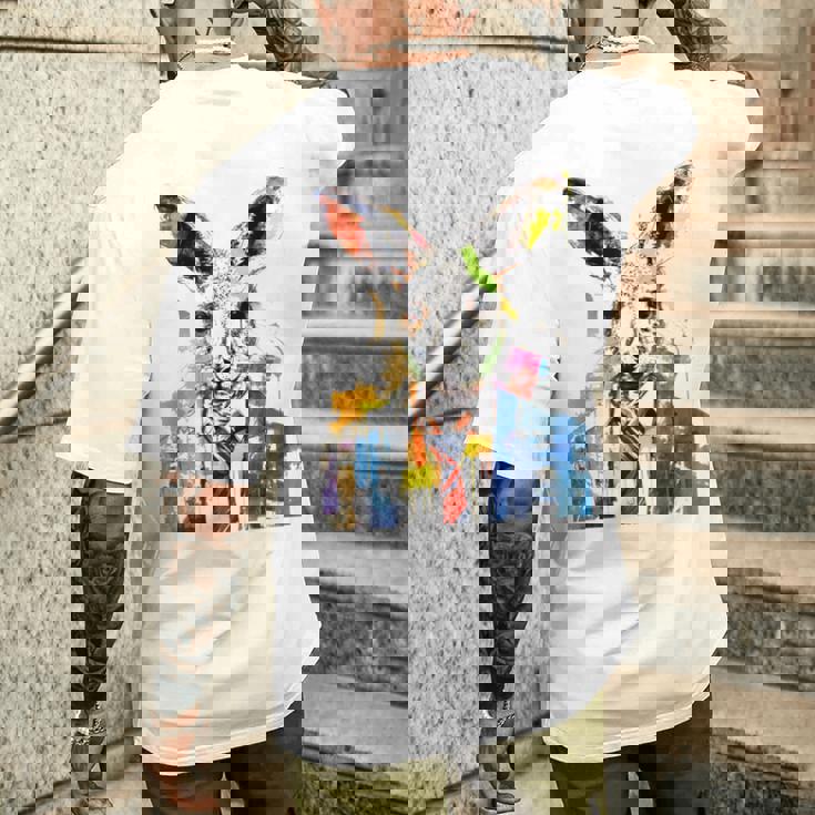 鮮やかなカンガルー、ネクタイ付き。 メンズTシャツ バックプリント 彼への贈り物