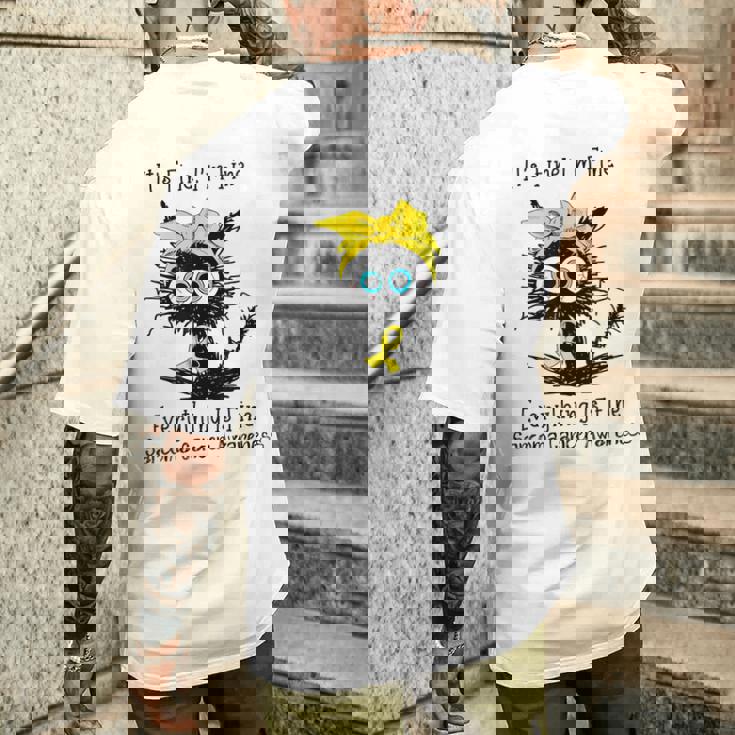 黒猫大丈夫だよ元気だ肉腫啓発 メンズTシャツ バックプリント 彼への贈り物