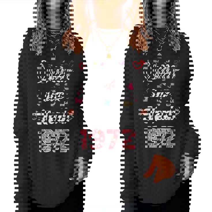 1972年3月より女王 花 1972年3月の誕生日 レディーススウェットシャツ