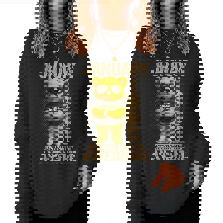 46歳 1980年1月 テディベア 46歳 誕生日 男性 女性 レディーススウェットシャツ