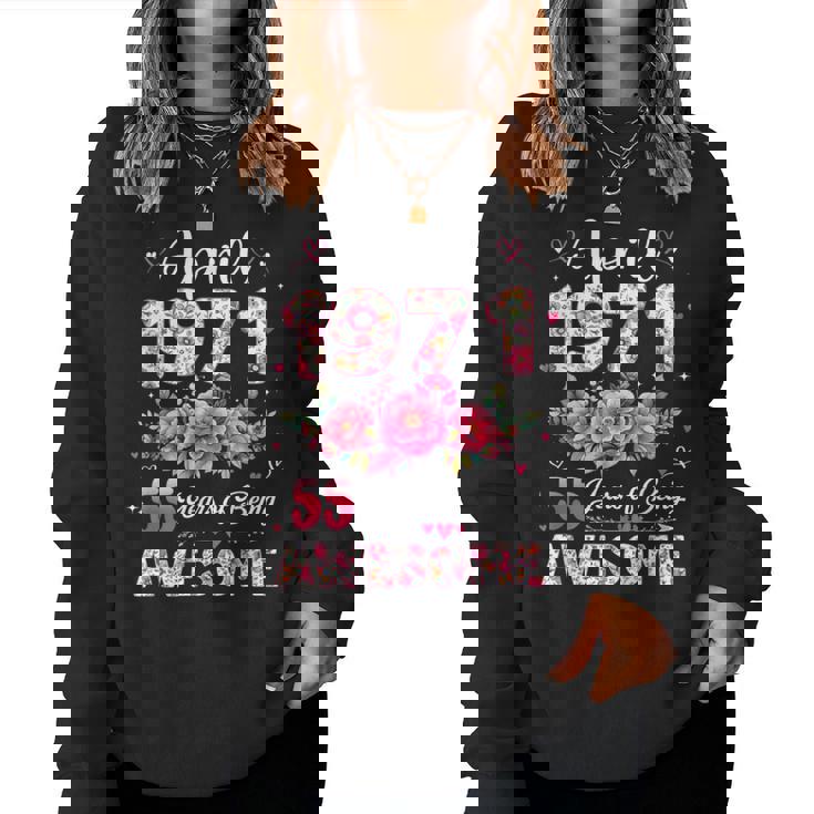 55歳 1971年4月 花柄 55歳 誕生日 男性 女性 レディーススウェットシャツ