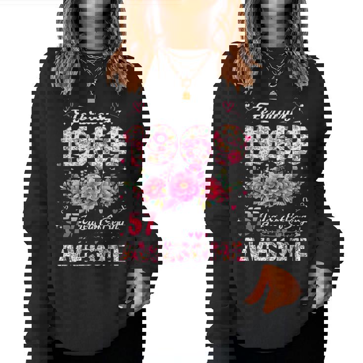 57歳 1969年2月 花柄 57歳 誕生日 男性 女性 レディーススウェットシャツ