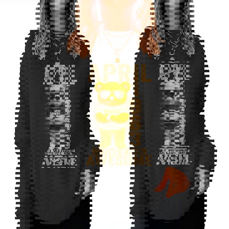 63歳 1963年4月 テディベア 63歳 誕生日 男性 女性 レディーススウェットシャツ