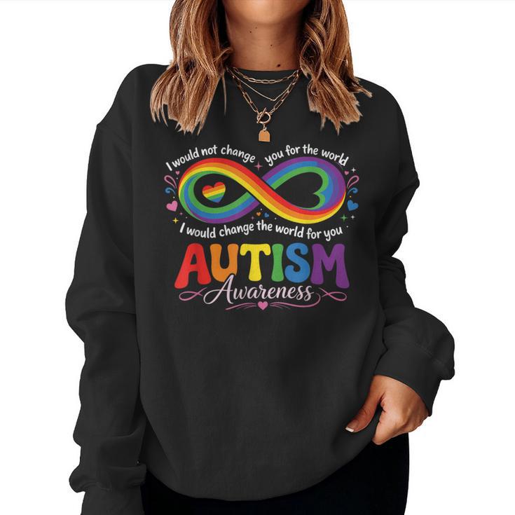 Autism Mom Awareness Rainbow Infinity Neurodiversity Heart Women Sweatshirt