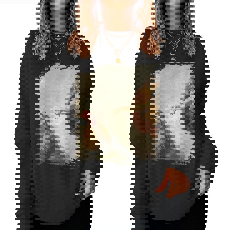 Creation Of Chicken Adam クラシック ミケランジェロ ニワトリ ファニー レディーススウェットシャツ