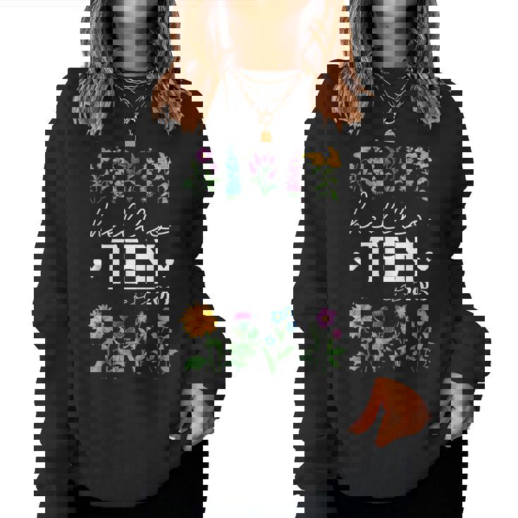 Hello Ten Est 2015 Wildflower 10Th Birthday For Girls Women Sweatshirt