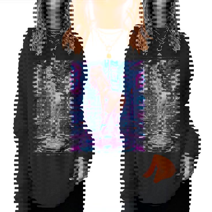 Hot Girl On 男性用 レトロフューチャリズム ピンナップガール 4 レディーススウェットシャツ