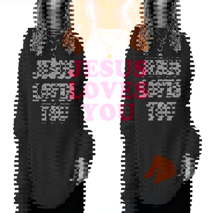 Jesus Loves You Christian Faith レディーススウェットシャツ