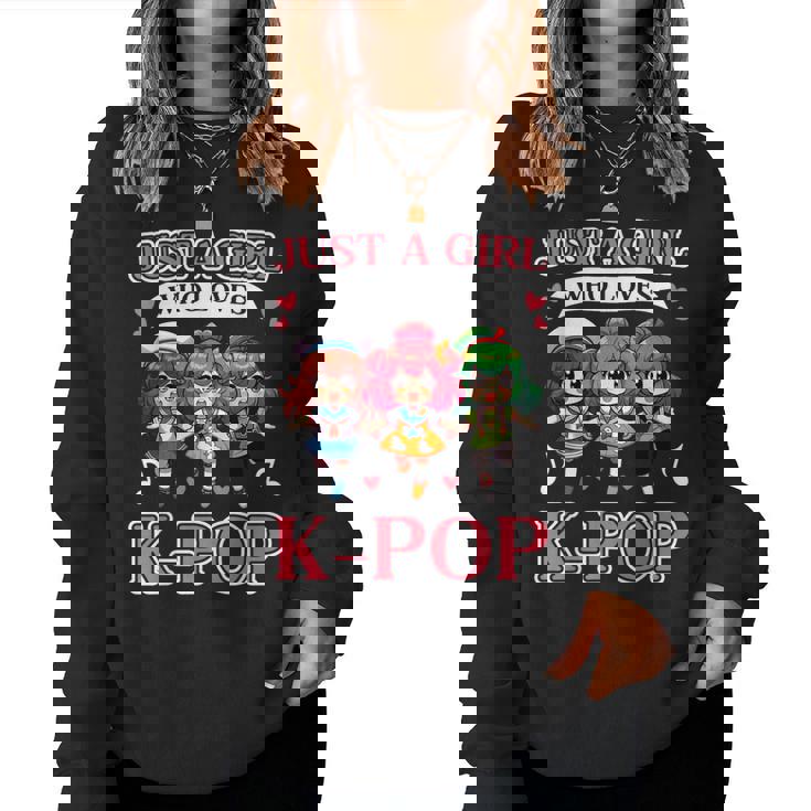 Just A Girl Who Loves K-Pop Fan Korean Music Finger Heart Women Sweatshirt