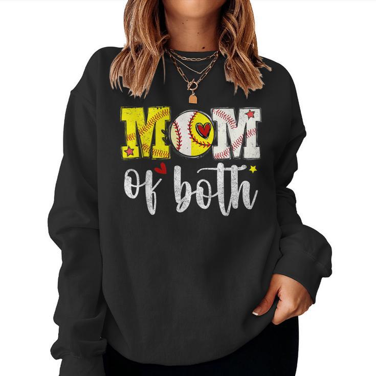 Mom Of Both Baseball Softball Women Sweatshirt