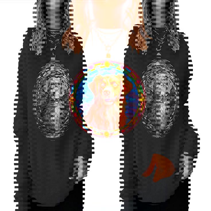 Novacotia Duck Tolling Retriever Toller Dog ステンドグラス レディーススウェットシャツ