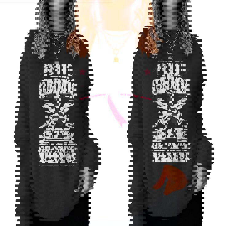 Oral Cancer Warrior Awareness リボン Proud Grandmom Of An Oral Cancer Warrior レディーススウェットシャツ