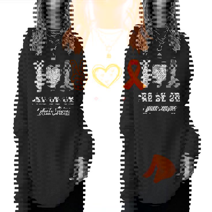 Peace Love Cure 白血病 意識啓発 男性 女性 子供 白血病 レディーススウェットシャツ