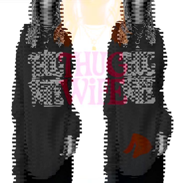 Pink Thug Wife クラシックなギャングスタイルのレトロなステートメント レディーススウェットシャツ