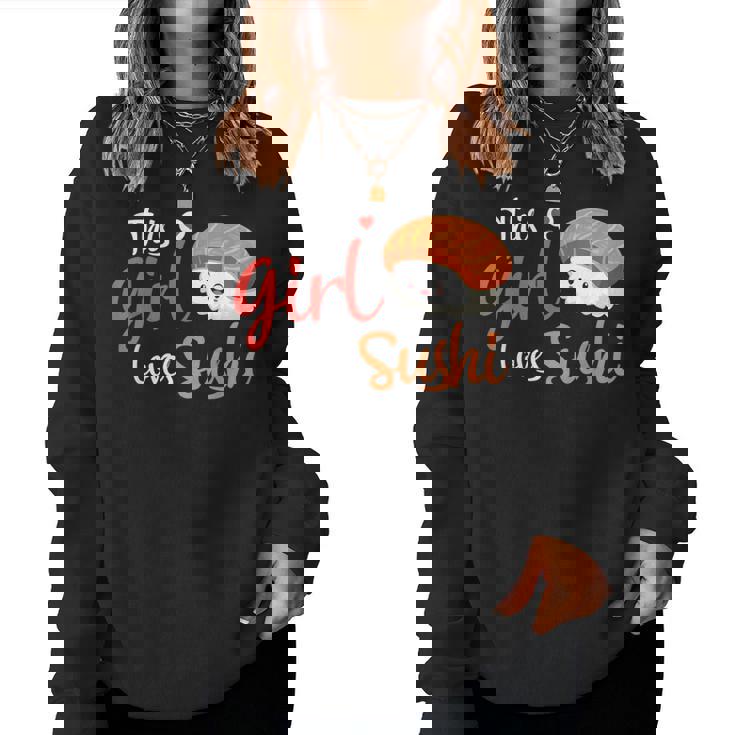 This Girl Lovesushi かわいい フェミニン 食べ物 引用アート レディーススウェットシャツ