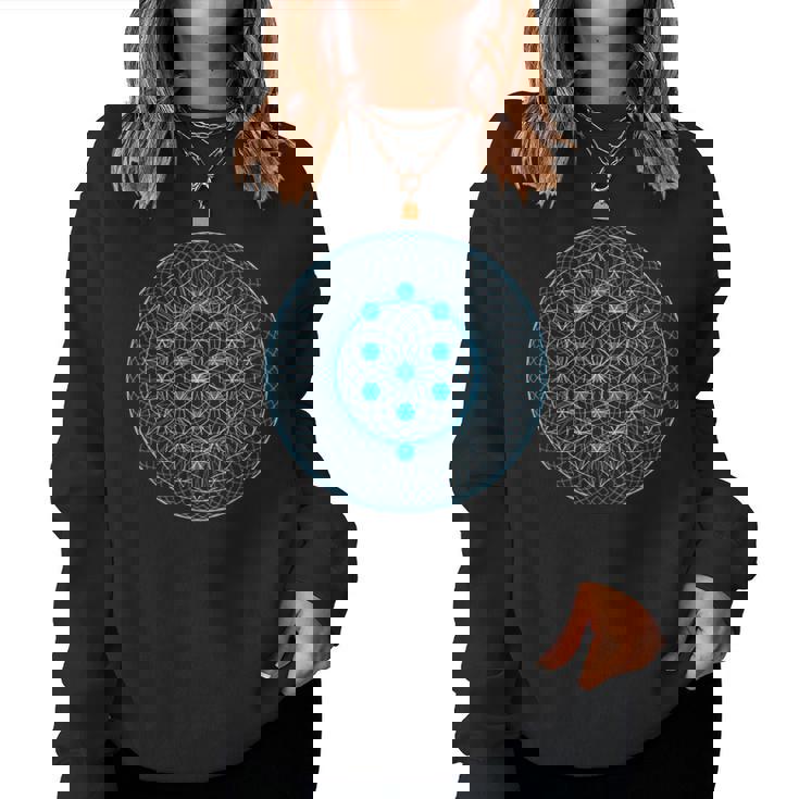 カバラの木と生命の神聖な幾何学の花 レディーススウェットシャツ