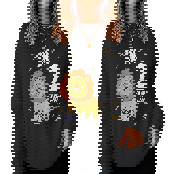 キッズ 2歳の誕生日 ライオン 2歳 男の子 女の子 レディーススウェットシャツ