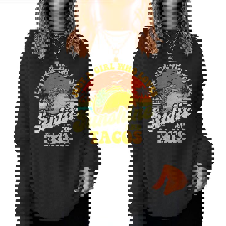 サンシャインとタコスが大好きな女の子-タコス好きメキシコ レディーススウェットシャツ