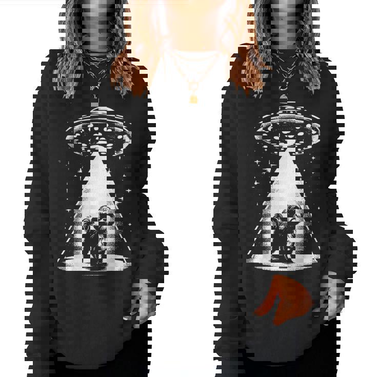 シーズー Mom Dad Dog Alien Ufo レディーススウェットシャツ