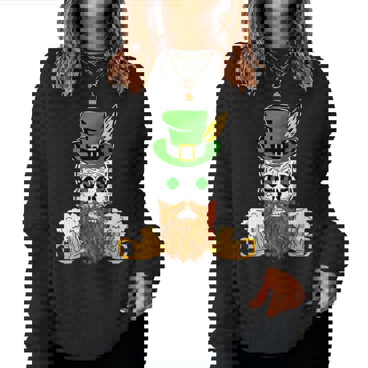 スカル 聖パトリックデー 洋服 ギフト 男性 女性 ビール 長袖tシャツ レディーススウェットシャツ