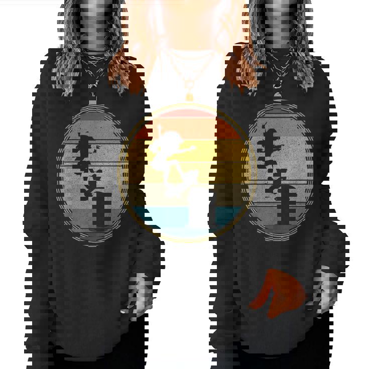 スケーター 女の子 ヴィンテージ レトロ スケートボード スケートボード キッズ レディーススウェットシャツ