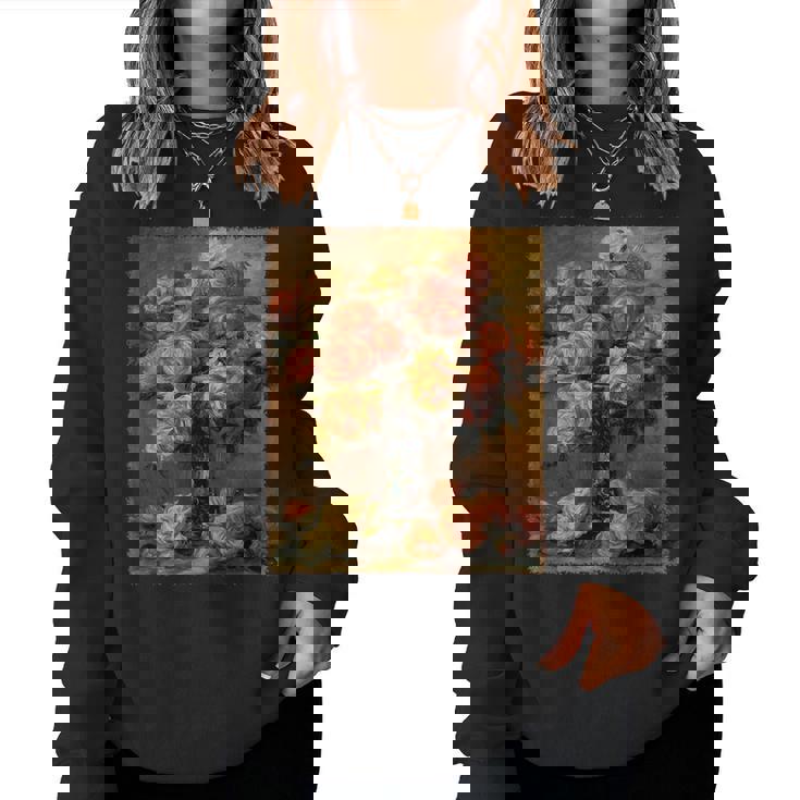 ピエール・オーギュスト・ルノワール作「花瓶の中のバラ」 ガーデンフラワー レディーススウェットシャツ