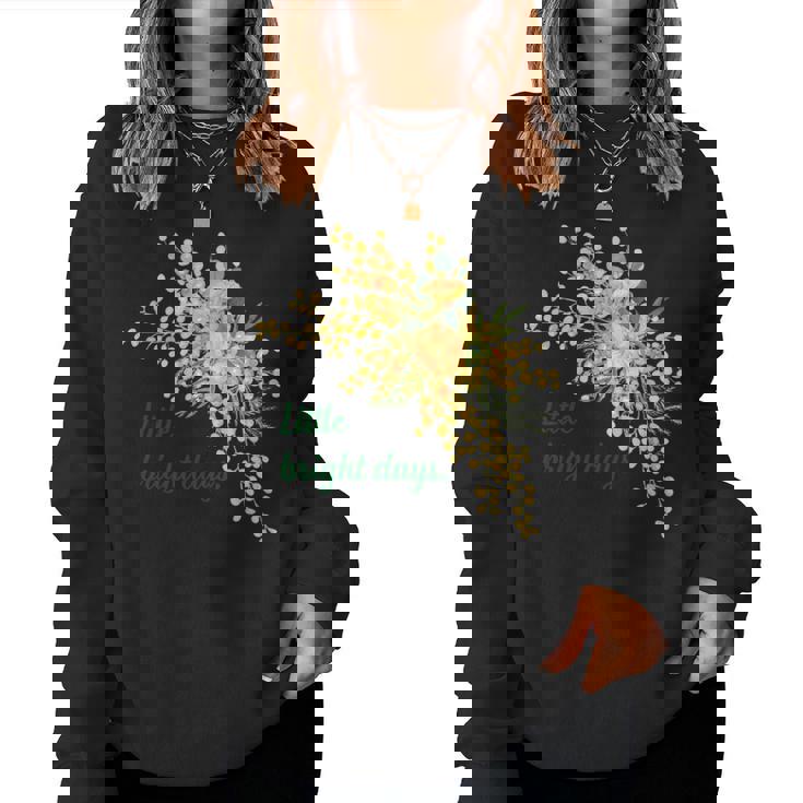 ミモザ 花柄 Little Bright Days ナチュラル 春カラー フラワーデザイン 長袖tシャツ レディーススウェットシャツ