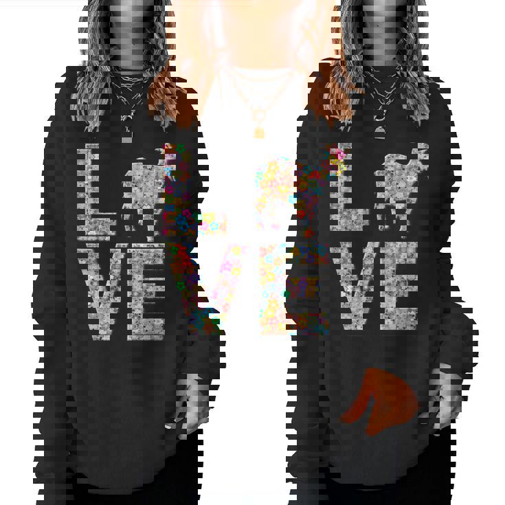 ヤギの動物愛の花 レディーススウェットシャツ