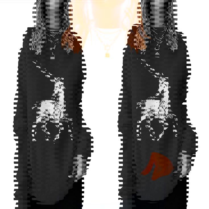 ユニコーン 神話上の生き物 おとぎ話 ファンタジー ヴィンテージ 古い Unicorn Fairy Tale Horse 長袖tシャツ レディーススウェットシャツ