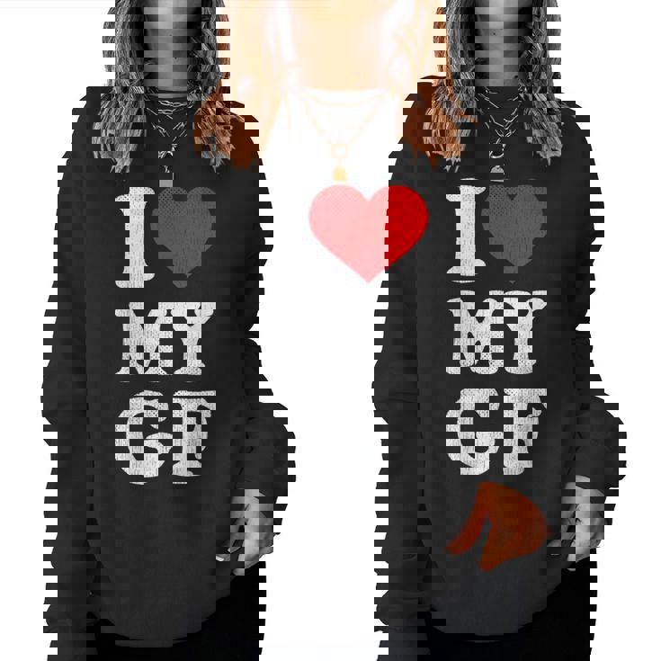 ユーズド加工 I Heart My Girlfriend アパレル I Love My Gf レディーススウェットシャツ