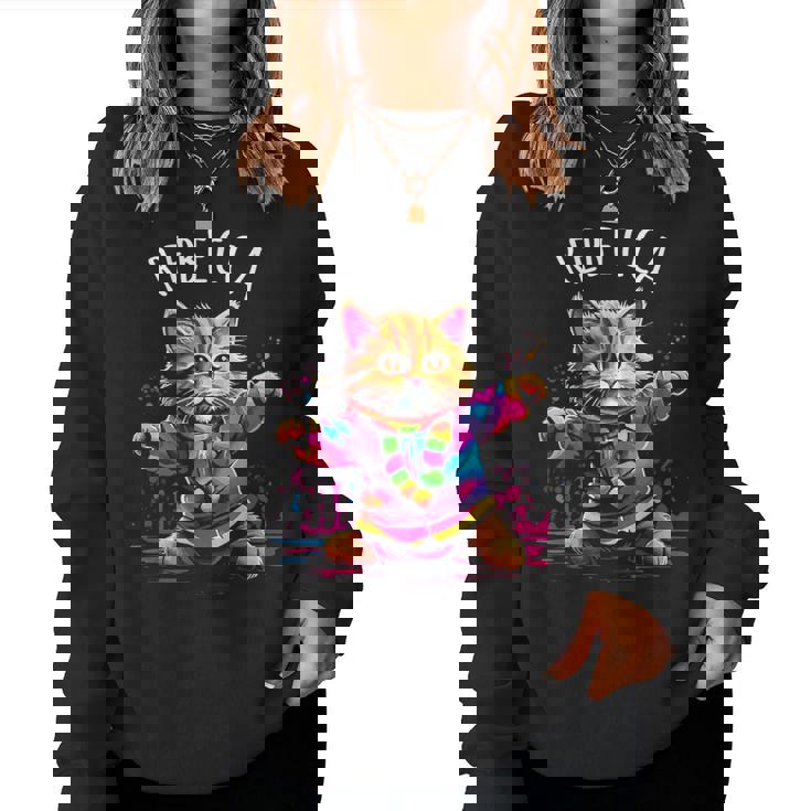 レベッカ 踊る子猫デザイン 女の子 名前 レベッカ レディーススウェットシャツ