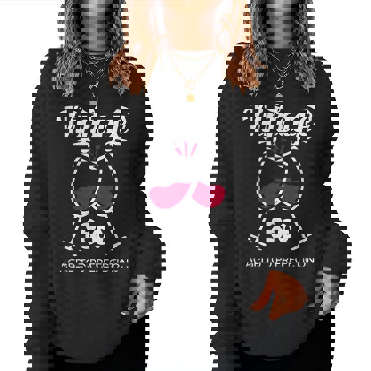 傘寿祝い ワイン好き 酒好き 父 母 男性 女性 80歳お祝いintage Aged To Perfection レディーススウェットシャツ