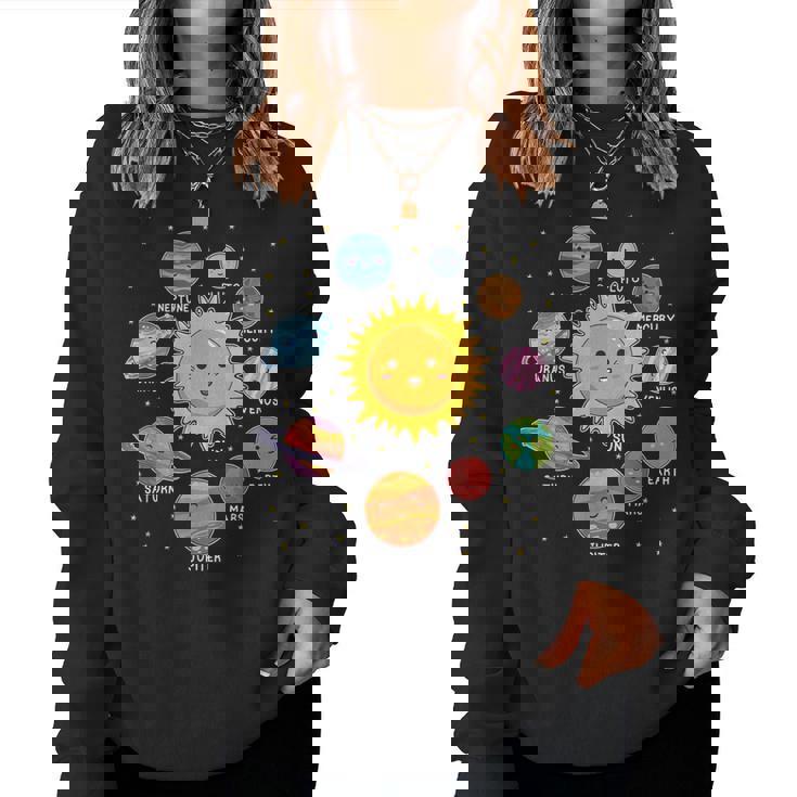 太陽系 惑星 宇宙 惑星 男の子 女の子 幼児 レディーススウェットシャツ