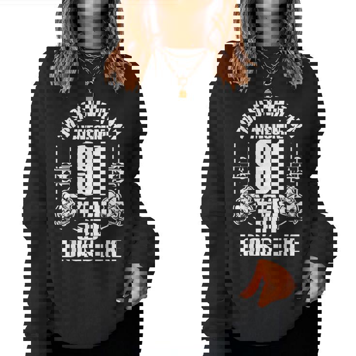 男性、女性、91歳の誕生日への91歳の誕生日プレゼント レディーススウェットシャツ