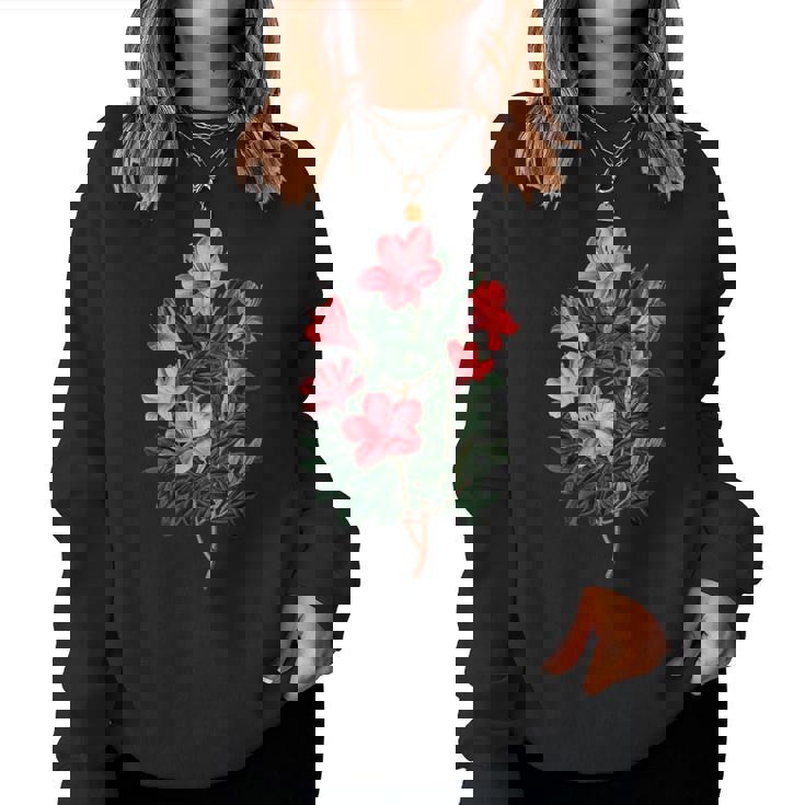 美しいツツジの花のイラストブルーム植物愛好家 長袖tシャツ レディーススウェットシャツ