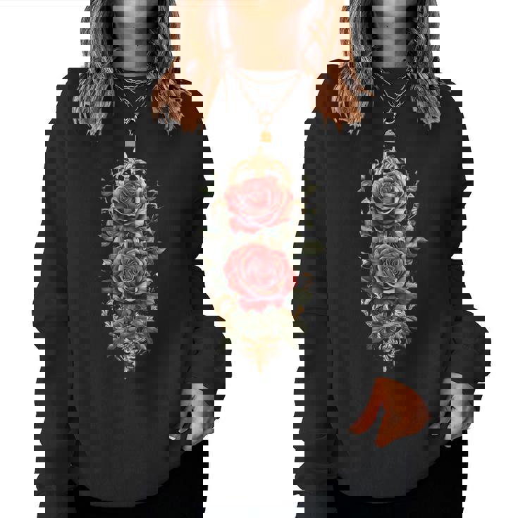 赤いバラ 花 ボタニスト 庭の花 赤いバラ 長袖tシャツ レディーススウェットシャツ