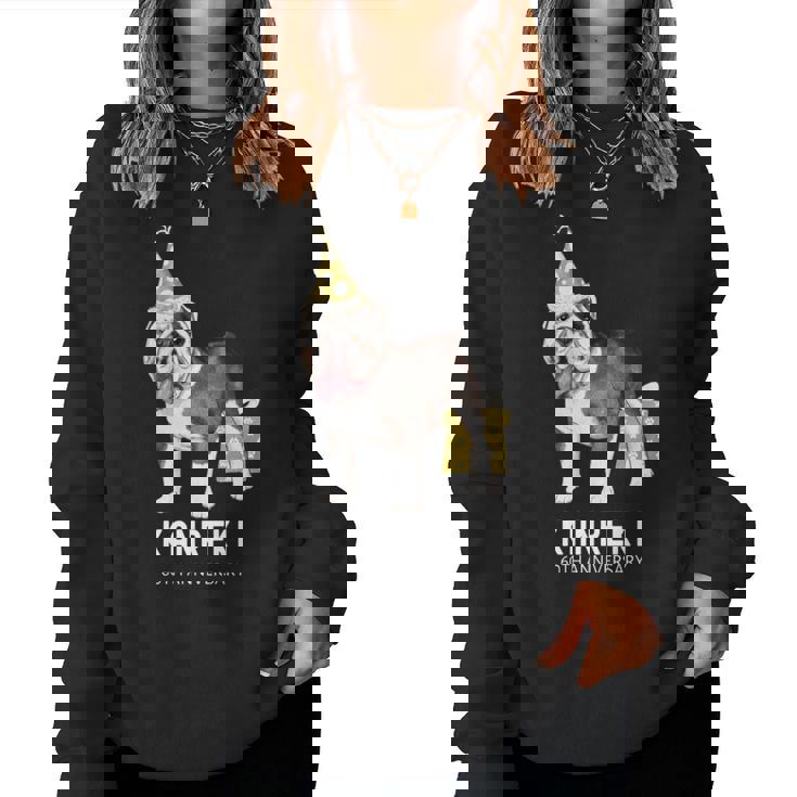 還暦祝い 犬好き 男性 女性 父 母 還暦 お祝い 60歳 かわいい 犬 ブルドッグ おしゃれ おもしろ 長袖tシャツ レディーススウェットシャツ