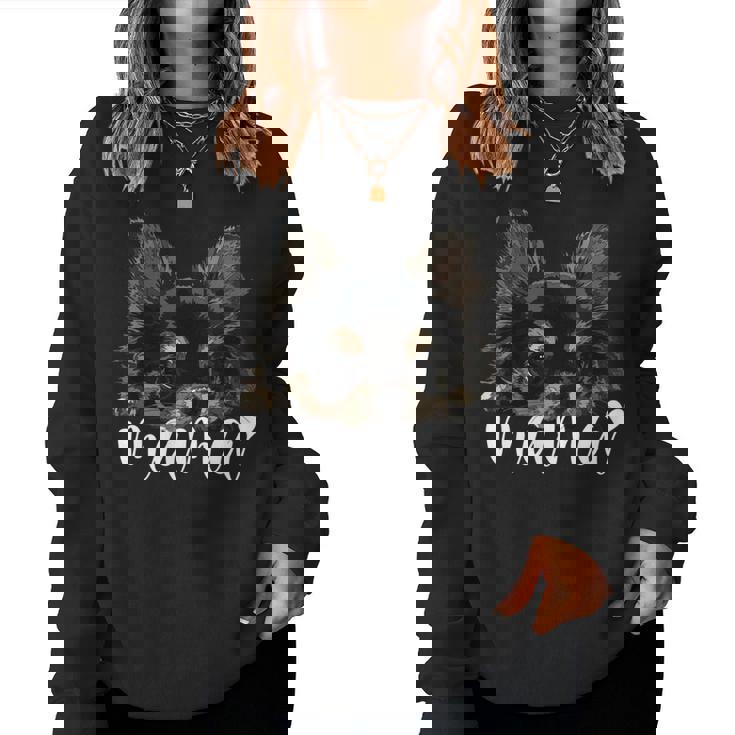 黒 チワワ ママ ロングヘア チワワ ママ チワワ 女の子 長袖tシャツ レディーススウェットシャツ