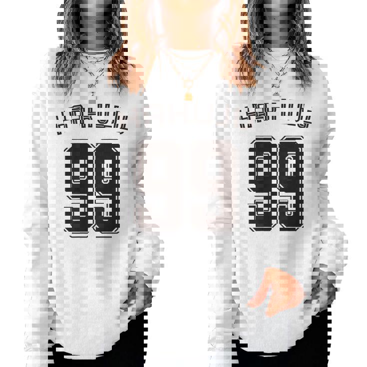 99 歳 白寿 祝い 99歳 99才 お祝い 男性 女性 白寿祝い 父 母 はくじゅ 背番号 バックプリント レディーススウェットシャツ