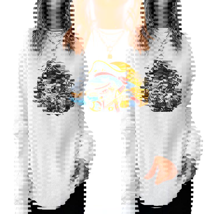 Beer Dad Piratehark グラフィック 漫画 海 アドベンチャーシャツ レディーススウェットシャツ