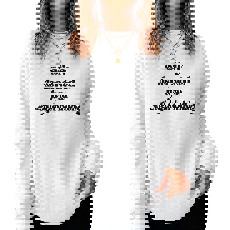 Fácilmente Distraído Por Un Perro Dog Dad Mom English Bulldog Sudadera Mujer