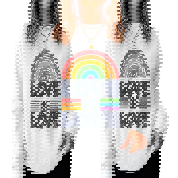 Lgbtq Love Is Love Gay Pride Lgbt Ally Rainbow Flagintage レディーススウェットシャツ