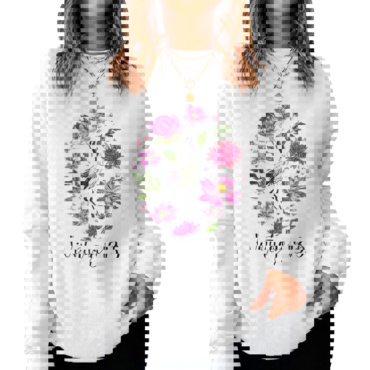 ヴィンテージ 1935年 蓮の花 日本の鶴 鳥 89歳の誕生日 レディーススウェットシャツ