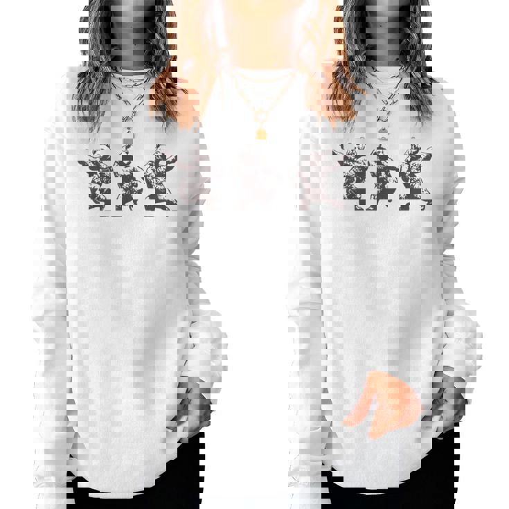 面白いクマのダンスグラフィック。動物愛好家、男性、女性、子供用。 レディーススウェットシャツ