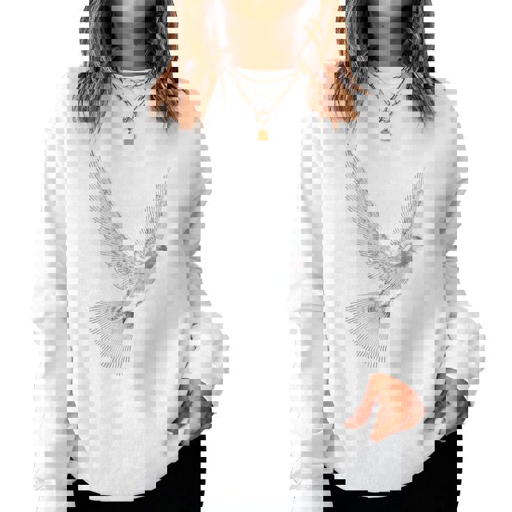 鳩 動物 男性 女性 モチーフ 恋人 自由 デザイン 平和 レディーススウェットシャツ