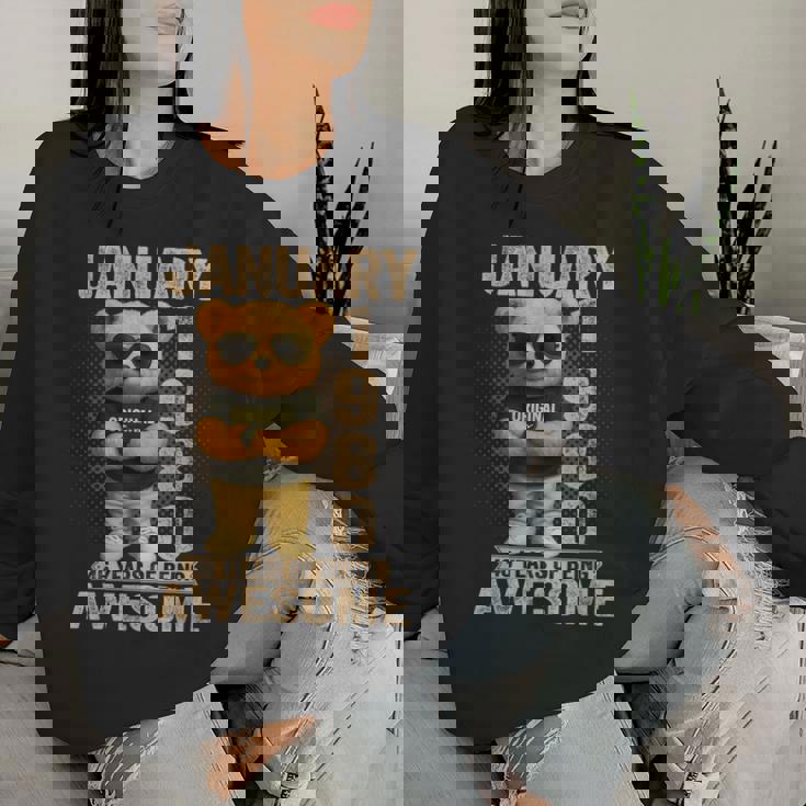 46歳 1980年1月 テディベア 46歳 誕生日 男性 女性 レディーススウェットシャツ 彼女への贈り物