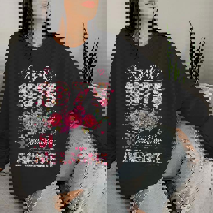 51歳 1975年4月 花柄 51歳 誕生日 男性 女性 レディーススウェットシャツ 彼女への贈り物