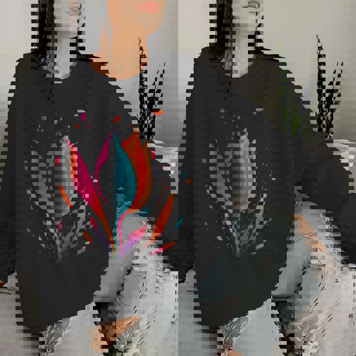 5月 誕生日 チューリップ 花 春 チューリップ 白 花 女の子 レディーススウェットシャツ 彼女への贈り物