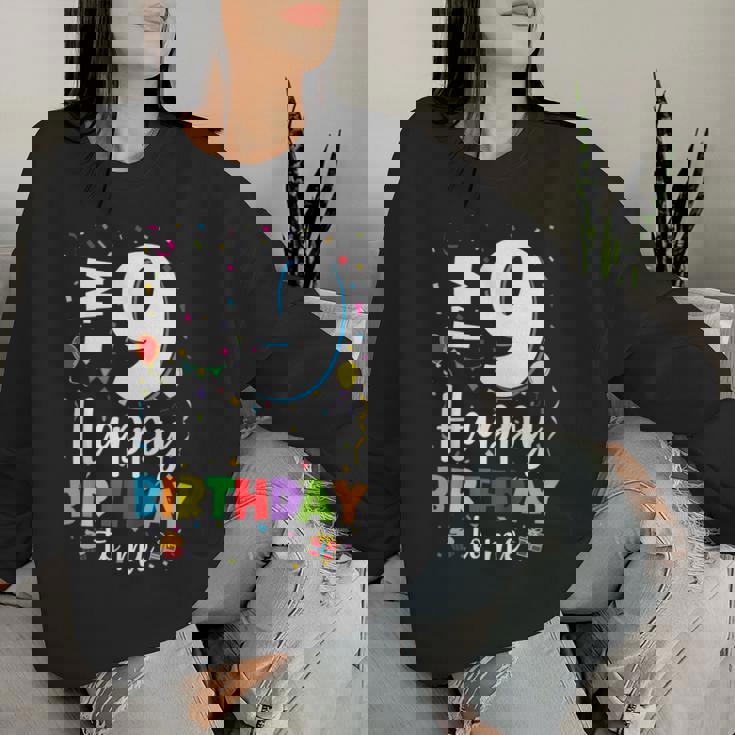 9歳 誕生日 ハッピーバースデー 9歳 男の子 女の子 9歳 レディーススウェットシャツ 彼女への贈り物