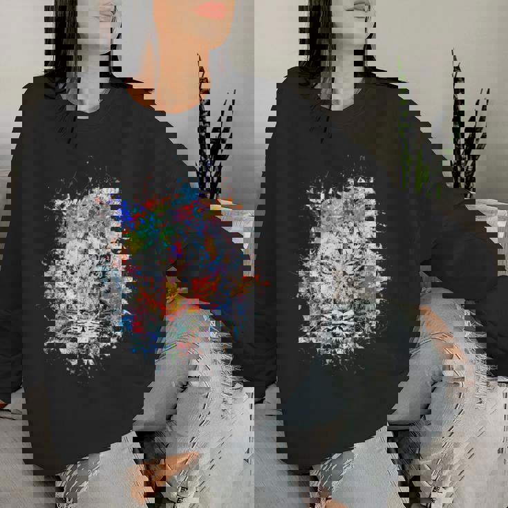 Beelegant 加熱虎 水彩画 面白い虎 レディーススウェットシャツ 彼女への贈り物